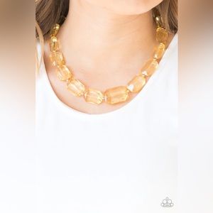 Yellow ICE necklace and earrings 107b